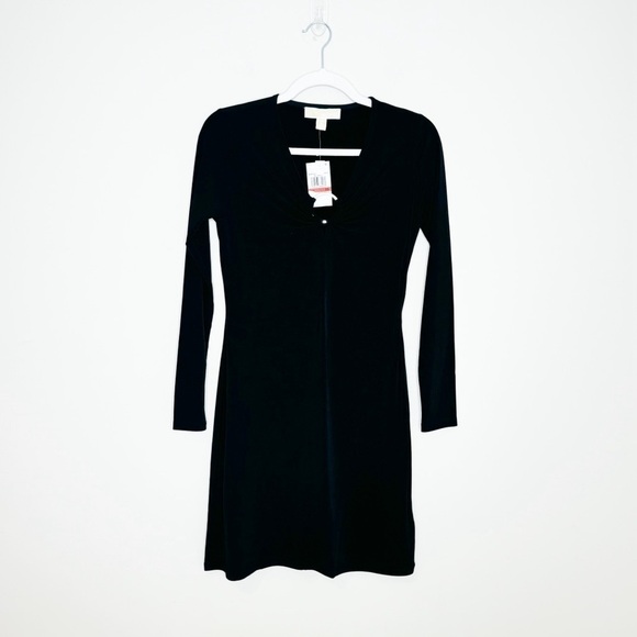 NWT MICHAEL Michael Kors Long Sleeve Center Ring Cutout Dress Black XS - Picture 4 of 8
